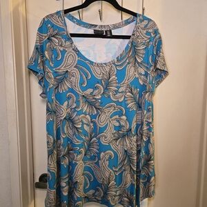 Willi Smith Blue and Gray‎ Paisley Blouse Size 1X